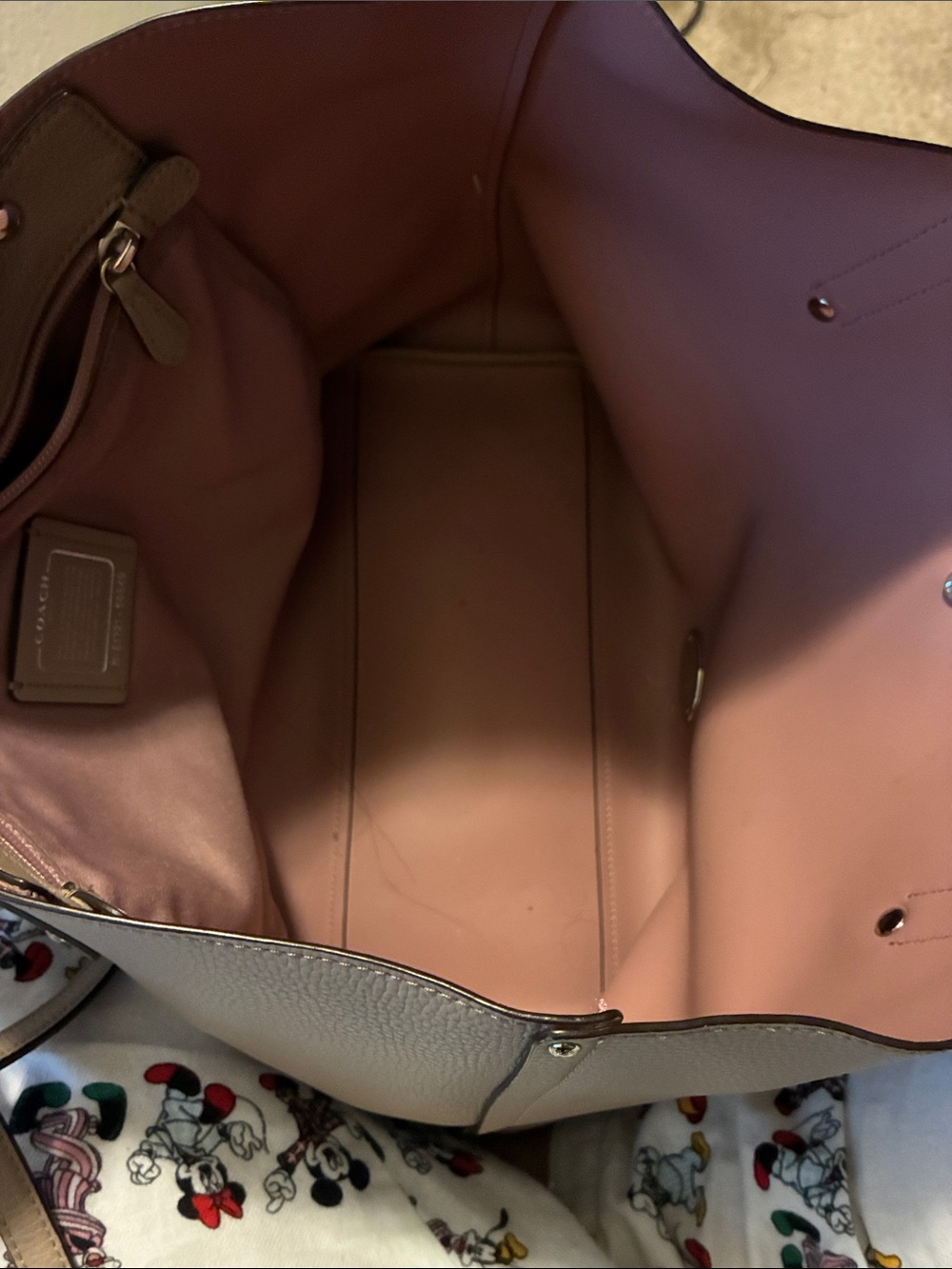 Coach —Tan Leather Tote with Pink Interior - Picture 3 of 5